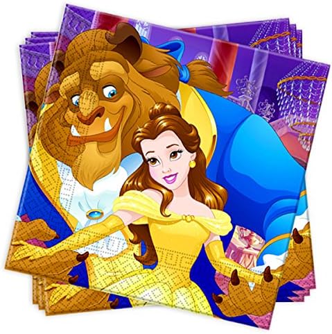 36 Pieces Kit De Decoration Pour Anniversaire Fille Sur Le Theme De La Belle Et La Bete Pour 8 Enfants Kit De Decoration Pour Anniversaire La Belle Et La Bete Vaisselle Et