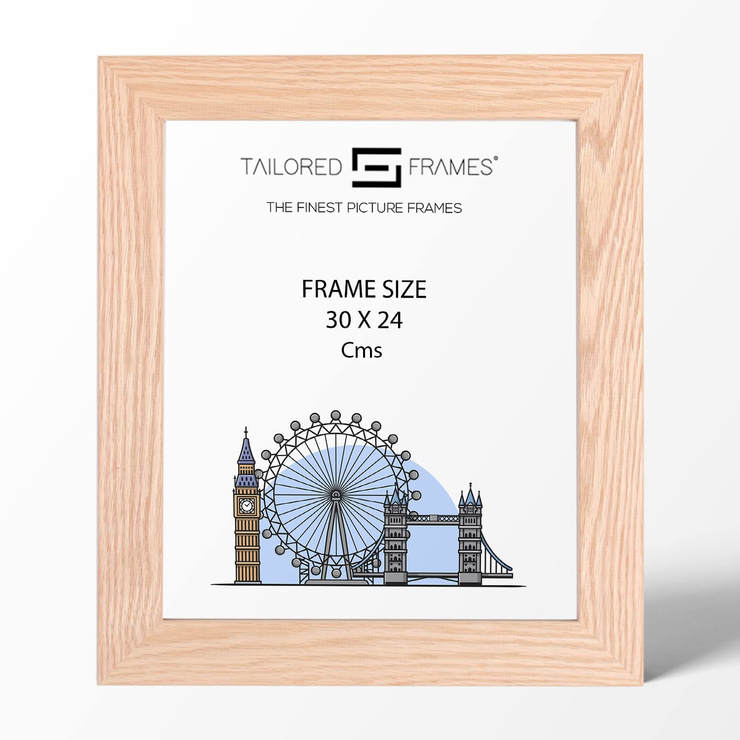 Tailored Frames Natural Oak Wood 30 cm x 24 cm Single Picture Frames | Wall Hanging Type | Photo Frame Without Mount