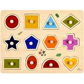 Avery's Choice Magnetic Wooden Shape Recognition Board Puzzle | Educational Learning Toy, 36+ Months, 12 Geometric Shapes, 30x22.5cm