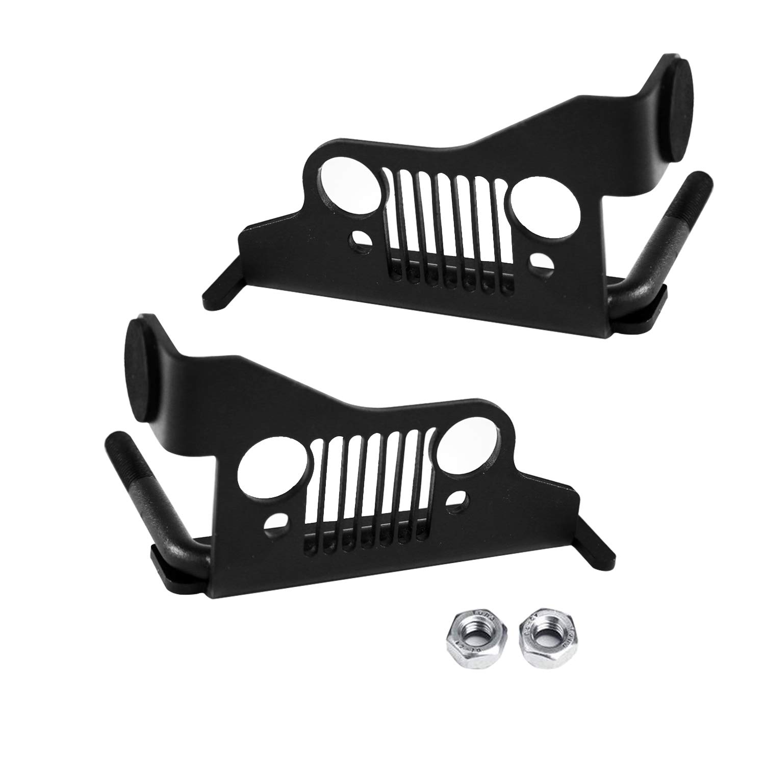 cartaoo Foot Pegs Solid Steel Black Foot Rest Kick Panel for 2007-2017 Jeep Wrangler JK & Unlimited (2pcs in 1pack) (Grill Style)