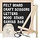 Venture Scout Felt Letter Board - 10x10 inch Oak Frame with Black Felt - Set Includes 364 Changeable White 3/4 Letters and Characters, Drawstring Canvas Bag, Adjustable Wood Stand, and Craft Scissors