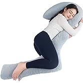 SAHEYER Body Pillow for Side Sleepers, 68 Inch Long Pillow Memory Foam Pillow with Cover, 3-Shaped Full Body Pillow Support Pregnancy - for Back, HIPS, Legs, Belly for Adults (Grey)