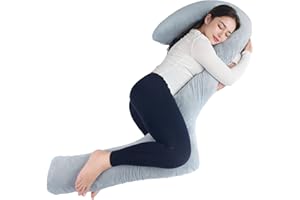 SAHEYER Body Pillow for Side Sleepers, 68 Inch Long Body Pillow Memory Foam Body Pillow with Cover, 3-Shaped Full Body Pillow Support Pregnancy - for Back, HIPS, Legs, Belly for Adults (Grey)