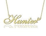 Hunter Heart Name Necklace 18k Gold Plated