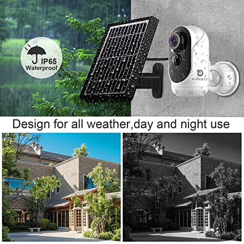 WONGKUO Wireless Security Outdoor Camera with Solar Panel 170° Wide