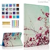 iPad Mini Case,LittleMax(TM) Kickstand Faux Leather Case Smart [Auto Wake/Sleep] Wallet Case [Magnet Clasp] Flip Cover for iPad Mini 1/2/3 [Free Cleaning Cloth,Stylus Pen]-04 Peach Blossom