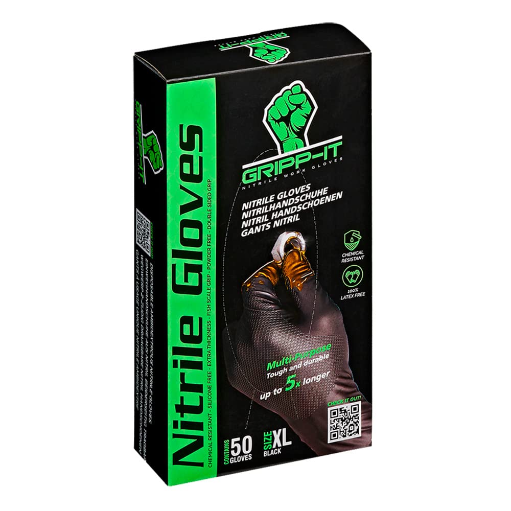 Gripp-It Nitrile Gloves - size XL - Black - Dispenserbox of 50 pcs