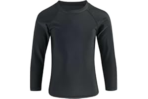 Winzik Boys Rash Guard Long Sleeve Swim Shirt Kids Boys’ Girls’ UPF 50+ Sun Protection Quick Drying Shirts 3-14Y
