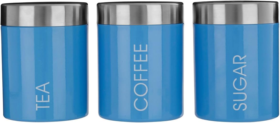 light blue tea coffee sugar canisters