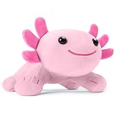 10.8 inch Plush Axolotl Stuffed Animal, Axolotl Plush Toys, Cute Stuffed Cotton Plush Pillow Kawaii Salamander Gifts for Girls &amp; Boys, Plushies has (Pink Axolotl)