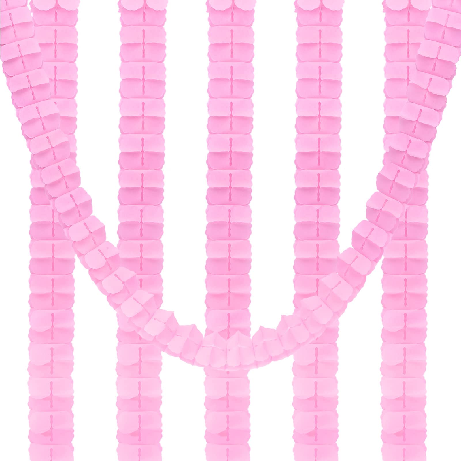 PATIKIL 9.8ft Four-Leaf Garland, 6 Pack Tissue Paper Hanging Flower Garland Reusable Streamers for Party Wedding Backdrop Decorations, Light Pink