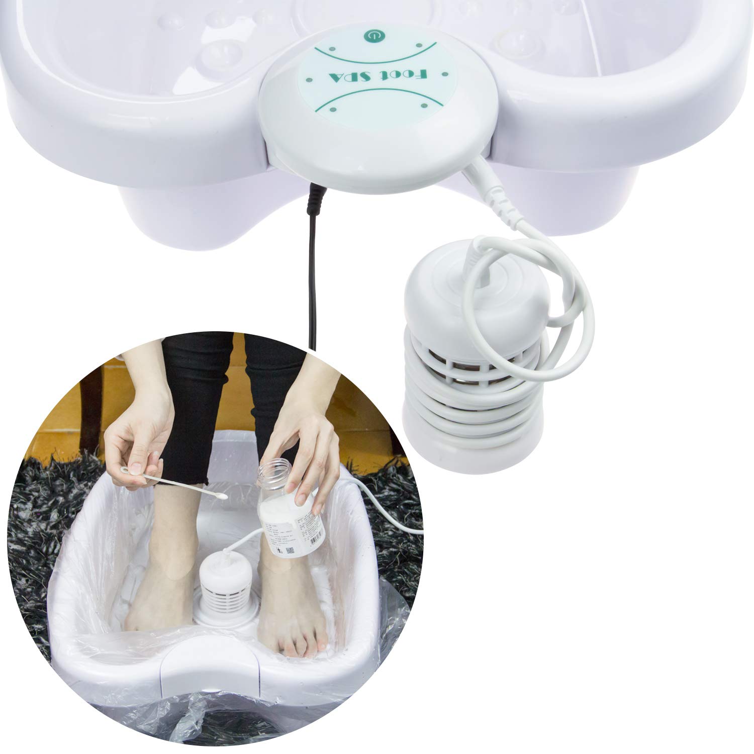 Ionic Detox Foot Bath, Detox Foot Spa Foot Detox Machine with Foot Basin for Home Use Beauty Salon Spa Club or As Holiday Travel Gift(2 White Arrays): Beauty