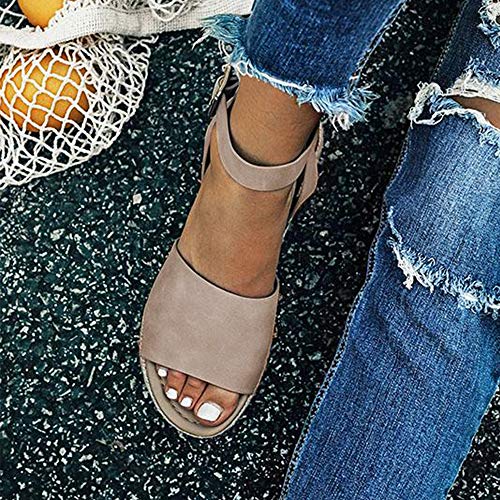 image for Athlefit Women's Platform Sandals Espadrille Wedge Ankle Strap Studded