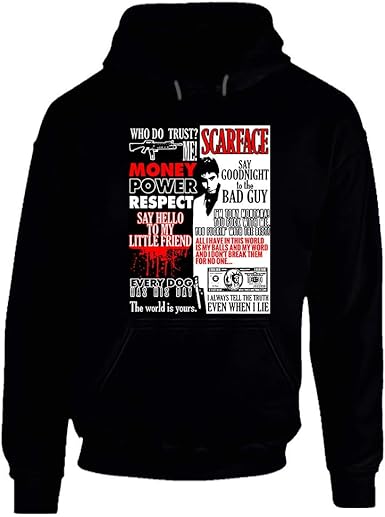 Amazon Com Ethan Alleyne Scarface Al Pacino Tony Montana Quotes Movie Poster Mashup Hoodie Clothing