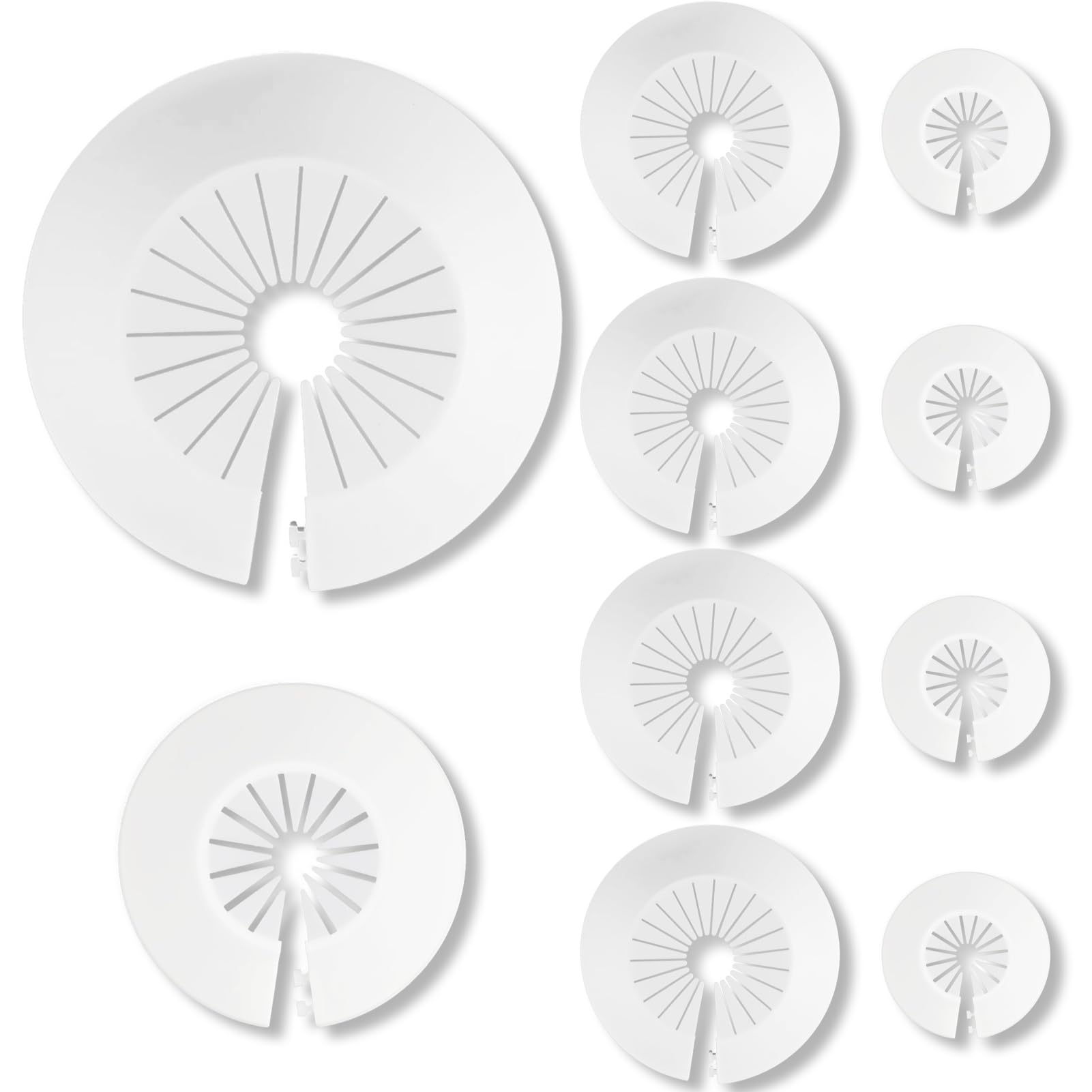 Photo 1 of 8 PCS Plumbing Cover Plates Plastic Escutcheon Plate Flange Pipe Covers for Bathroom (4PCS Apply to 0.4" to 1.14" and 4PCS Apply to 1.18" to 2.16")