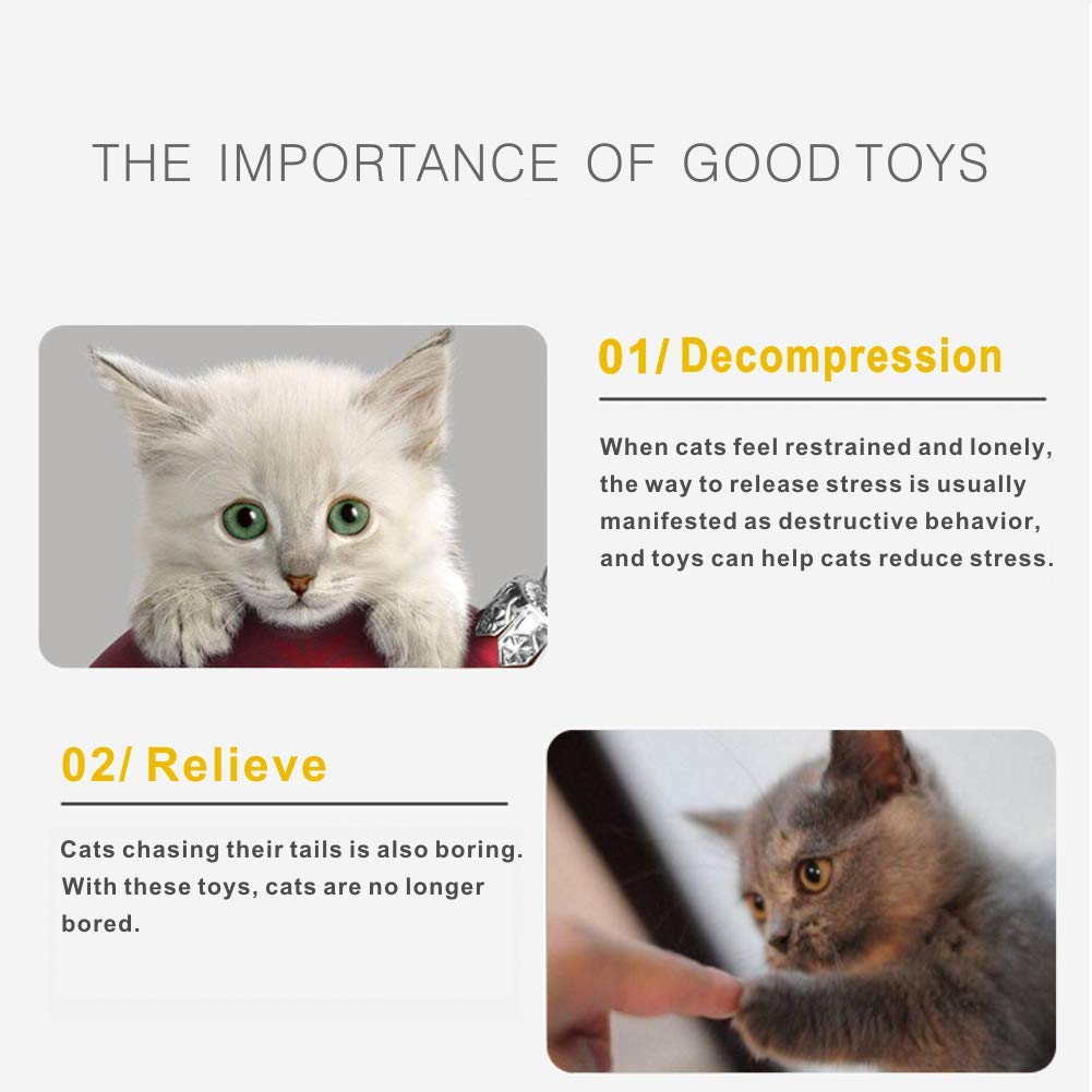 PoPoint 26 pcs Cat Toys Kitten Toys Assortments，Cotton mice Cat Wand Rainbow Ball Bell Ball Crinkle Ball Feather for Cat Puppy Kitten