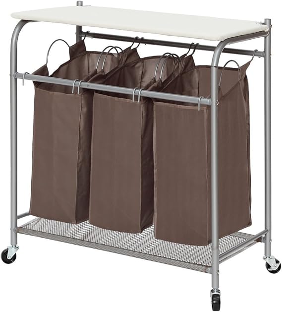 GEREXPRESS 3-teiliger Wäschekkorb Wäschesortierer Fahrbarer