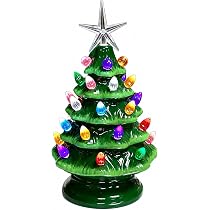 Ceramic Lighted Christmas Tree by Moments in Time 9” Green LED