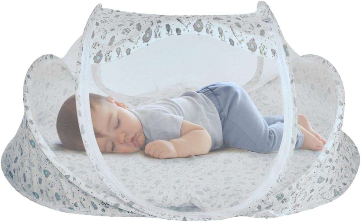 Kassy Pop Protective Baby Bedding with a Mosquito Net, Thick & Comfortable Cotton Bedding with a Pillow, Must Have for Baby Boys and Girls (0-24 Months)