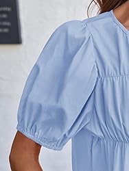 Tankaneo Womens Puff Sleeve Peplum Babydoll Tops