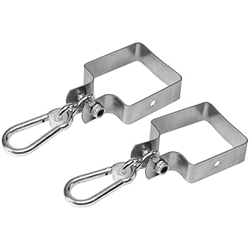 Loggyland 2er-Set Schaukelschelle Vierkant 10x10cm Schaukelhaken rundum für Kantholz mit Karabiner zum Einhängen für den Scha