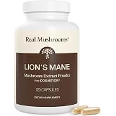 Real Mushrooms Lion's Mane Capsules, Brain, Focus and Cognition, 120ct | Organic Lion's Mane Extract for Wellness, Focus, Clarity Support, Vegan Non-GMO Powder, Daily Use, Verified Beta Glucans