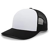 Pacific Headwear 5-Panel Trucker Snapback Cap, White/Black/Black, OS