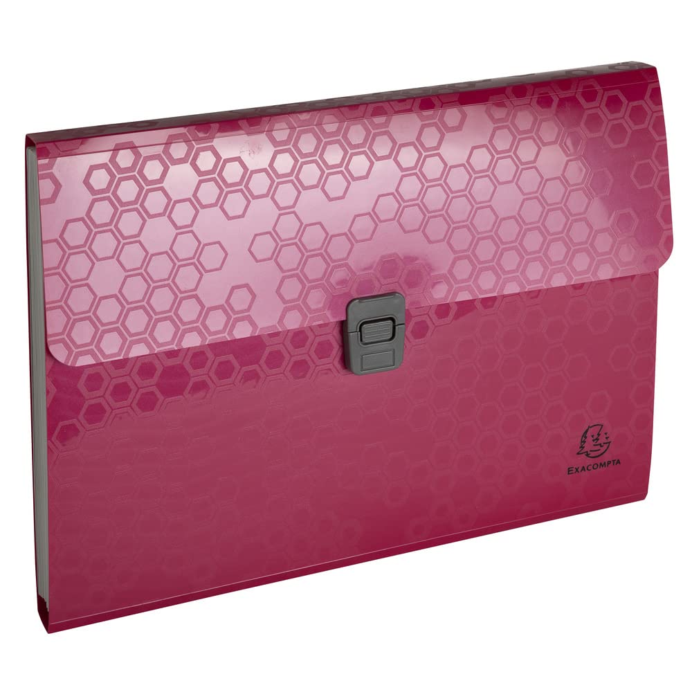 Exacompta - Ref. 58410E - 1 Maïa recycled polypropylene sorter - push button closure - 13 compartments - size 33 x 25 cm for A4 format - random colours