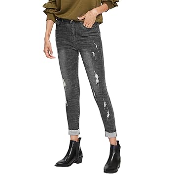 Amazon Co Jp Yjydadaジーンズパンツレディースソリッド穴カジュアル