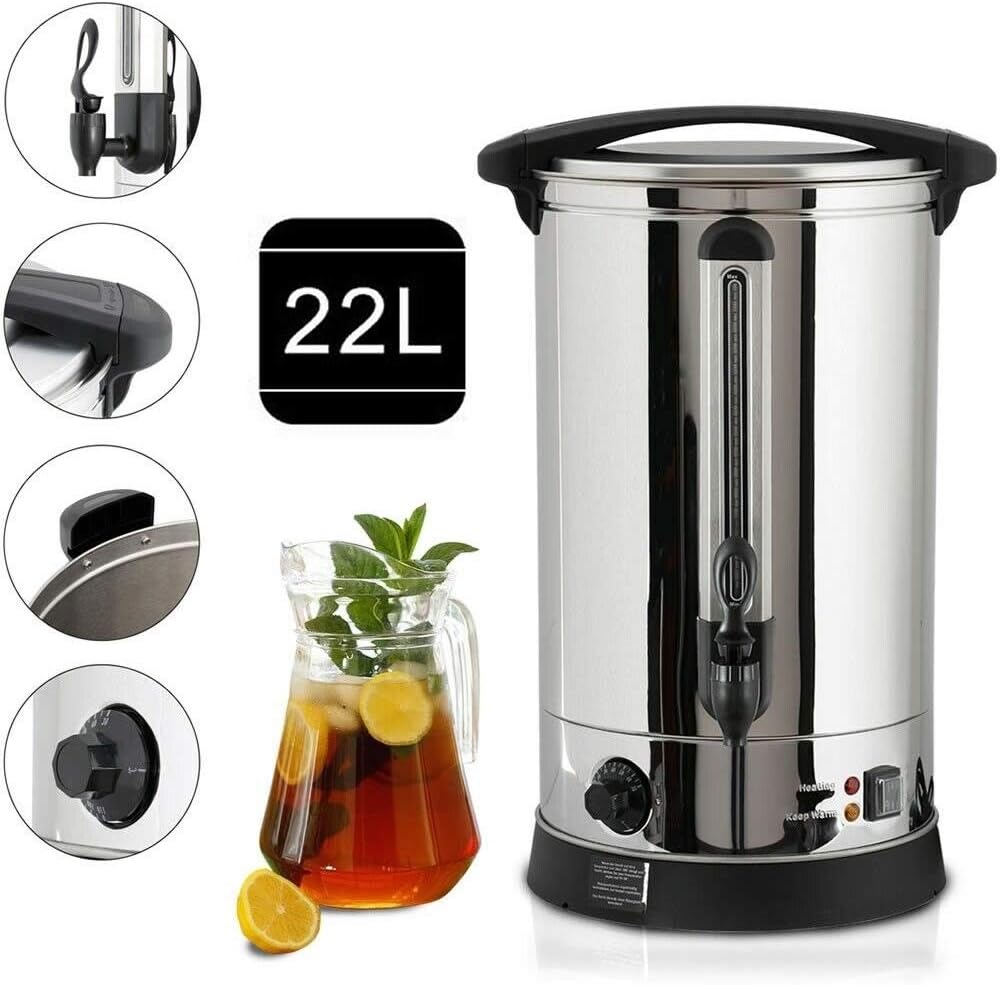 Isolierter Getränkespender 6L (Silber) - Hält Heiß & Kalt - Für Café, Büro & Zuhause