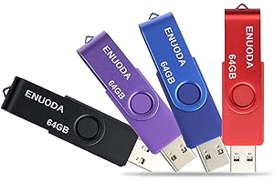 ENUODA 64GB USB Flash Drive 4 Pack Thumb Drives 64GB USB 2.0 Memory Stick Jump Drive Pen Drive for Storage and Backup (Black Purple Blue Red)