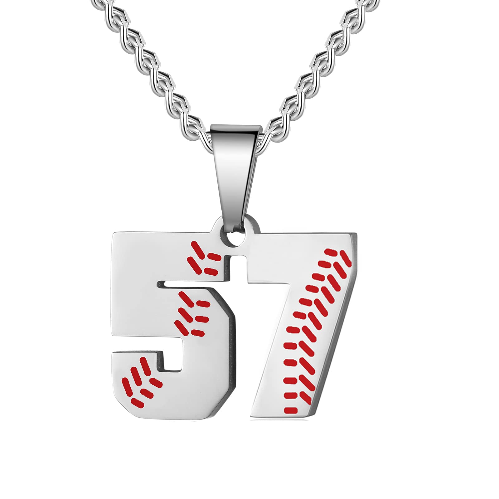 HattiDoris Baseball Number Necklace for Men 00-99