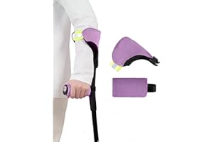 Forearm Crutch Pads and Hand Grip Covers Set (2 Piece) for Open Cuff Crutches - Reflective Strip, Comfort Cushioning, Non-Sli