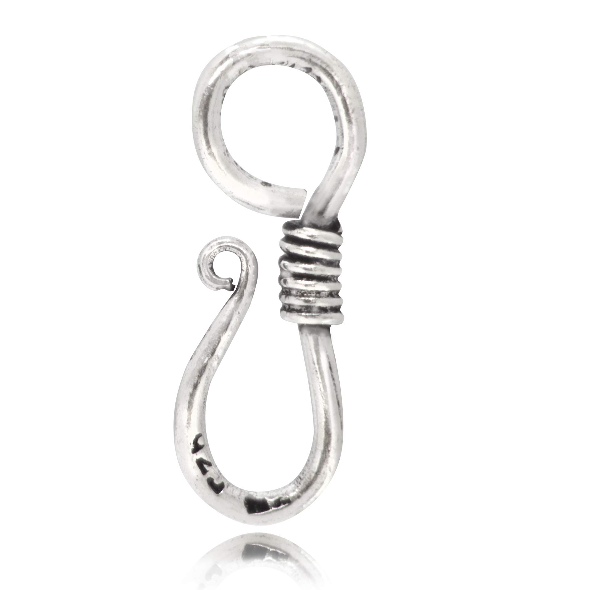 TJS 6x25mm S-Shaped Hook Clasp, 925 Sterling Silver Clasps, S-Shaped Hook and Eye Clasp Connector Jewelry, DIY Findings for Crafts Bracelet Jewellery Making
