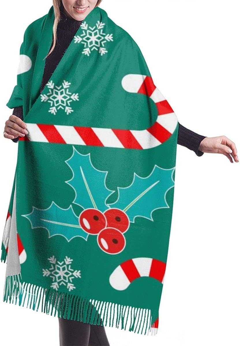 Wrap Shawl Large Scarves Fringe Scarf Romantic Christmas Pattern