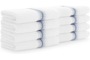 Aston & Arden Aegean Ombre Wash Cloths - (Pack of 8) Oversized Ultra Soft Thick & Absorbent, 100% Ringspun Turkish Cotton Bathroom Towel for Spa, Hotel, 600 GSM, 13 x 13 in, Crystal Blue