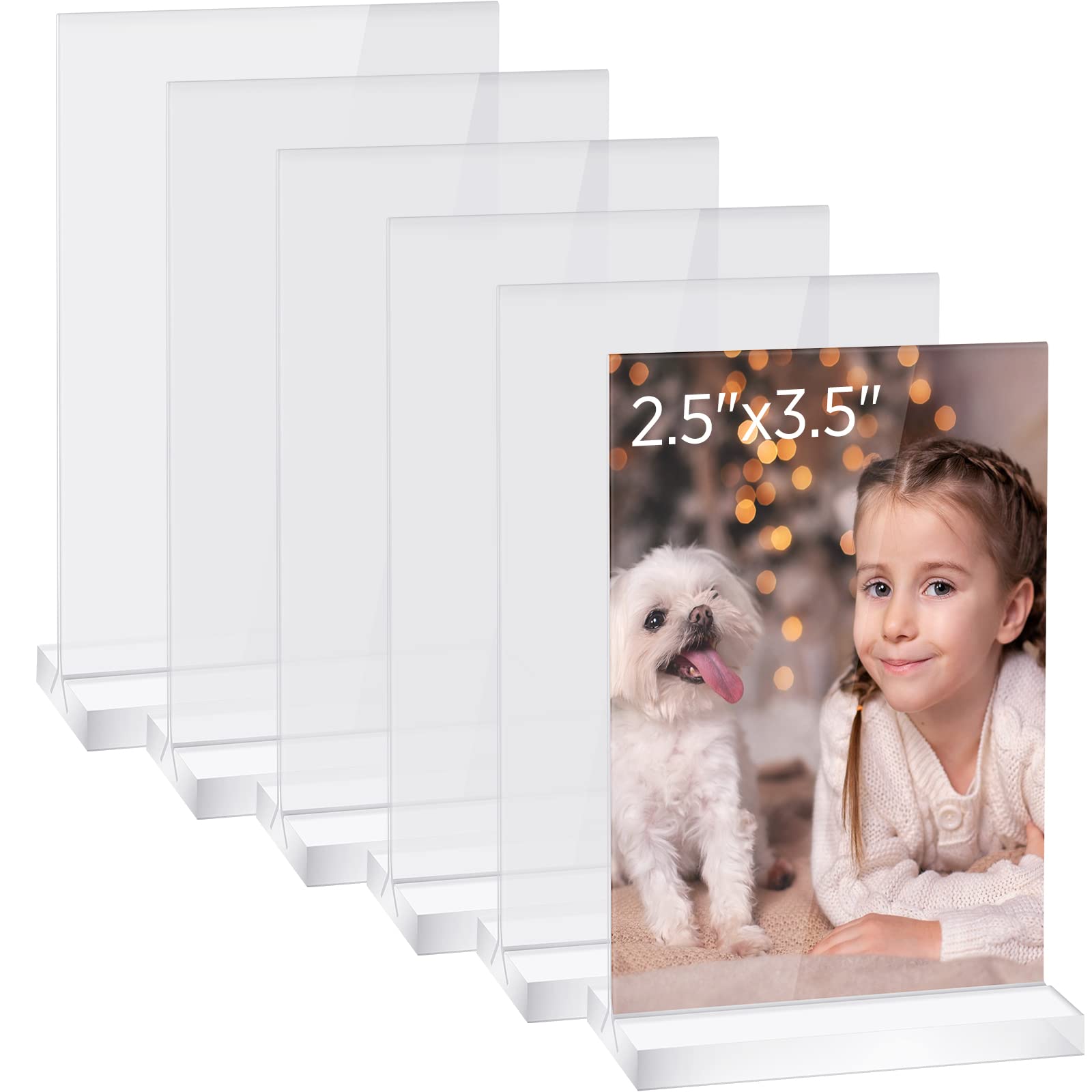 6 Pcs Clear Acrylic Photo Frame, T Shaped Desktop