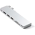 Satechi USB C Hub Multiport Adapter Pro Slim, 7 in 1 Dongle for MacBook Pro/Air M2 with USB 4 Port, 4K HDMI Resolution, USB3.2 Gen 2, SD/TF Card Reader, and 100W USB C PD (Silver).