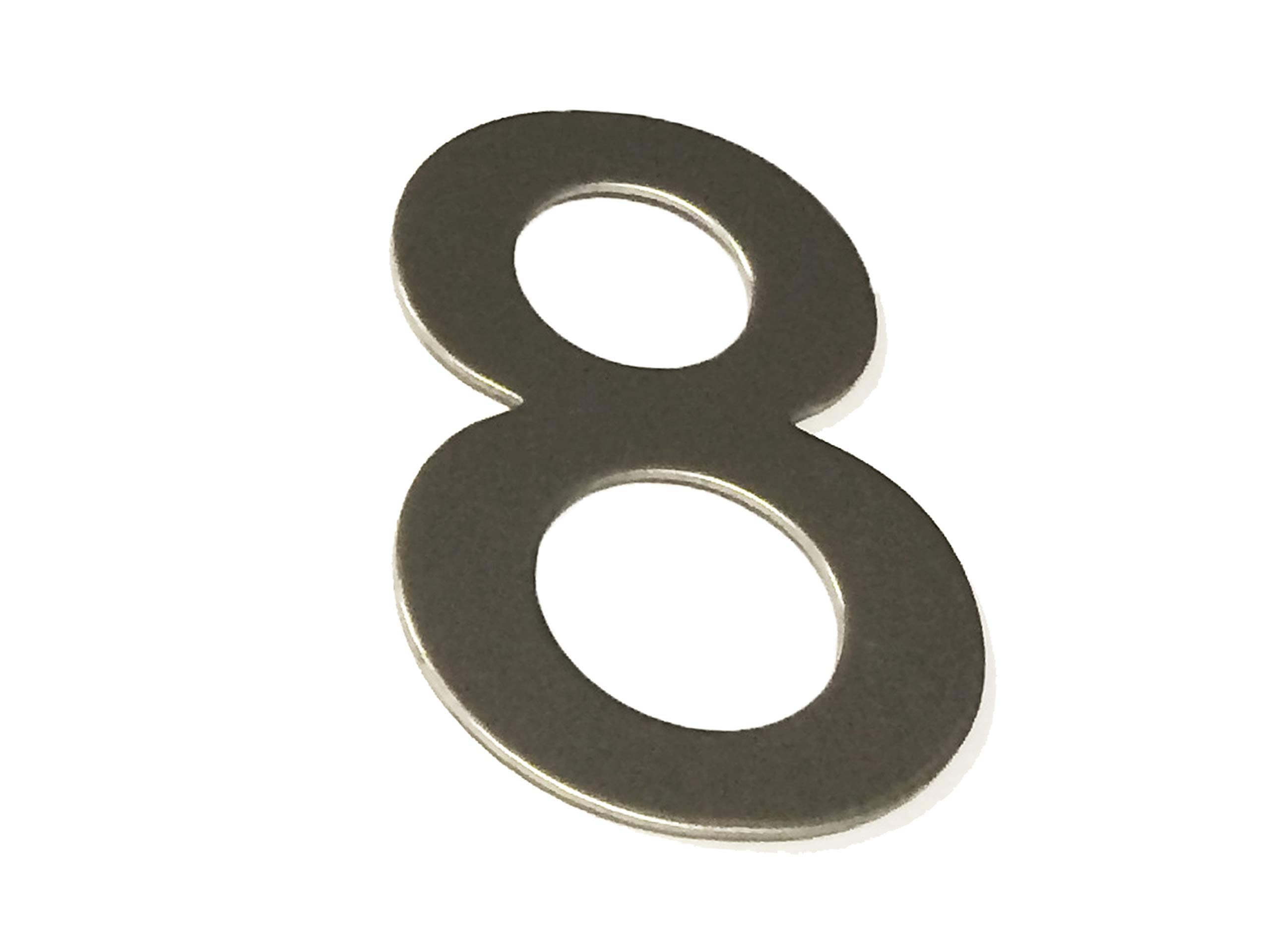ASC Brushed Stainless Steel House Numbers Stick on 3M Adhesive 10cm Tall - 1 to 9999#(None)~(None)~8
