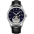 AESOP Tourbillon Mechanical Men Watches Skeleton Tourbillon Movement Hand Wind Analog Wristwatches Blue Sandstone Starry Sky Dial Sapphire Business Luxury Watch with Leather Strap 7049