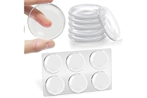 FENIKARA Door Stopper Wall Protector, Door Handle Stopper for Wall with Strong Back Adhesive, 2" Clear Rubber Door Knob Round Wall Shield Cushion, Washable & Reusable Protectors, Self Adhesive (6 Pcs)