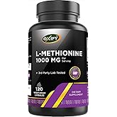 Oxify L-Methionine 1000 mg | 120 Vegetarian Capsules | Gluten-Free, Non-GMO | Supplement Made in USA
