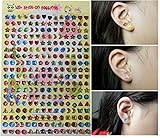 Mighty Gadget ® Girls Pretend Play Stick On Earrings (120+ Pairs)
