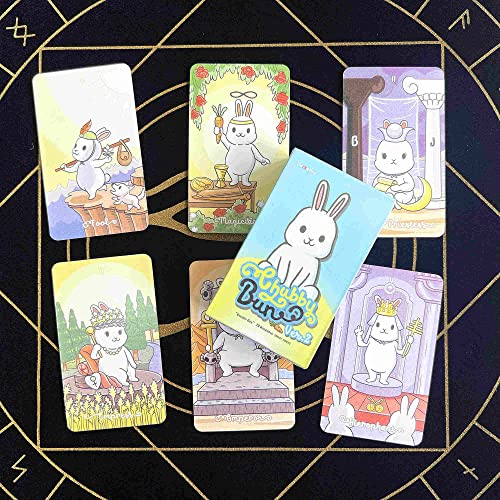 mrdiyshisha Chubby Bun Tarot Deck (Version 2), 79 Adorable Tarot Cards for Beginners, Pocket Size (4.05