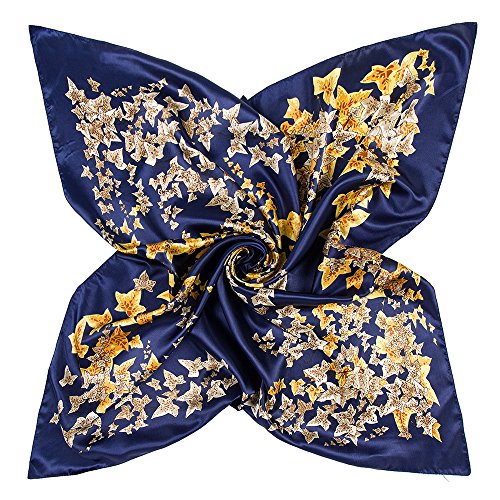 Polyester Scarf Women’s Fashion Pattern Large Square Satin Headscarf 35''x35''