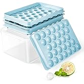 Ice Cube Trays for Freezer - Round Ice Cube Tray,BPA-Free Ice Tray,Ice Cube Tray with Lid and Bin,Easy to Release Ice Mold,Ic