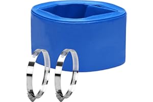 DERPIPE Lay-Flat Pool Backwash Hose - 3" x 25Ft Reinforced Heavy Duty PVC Discharge Hose Weather-Proof Vinyl Pool Drain Hose for Water Transfer with 2 clamps