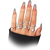 Navirix Gold Chunky Crystal Knuckle Rings Set for Women Stackable Stone Finger Dome Rings Statement Midi Engagement Ring Birthday Jewelry Accessories