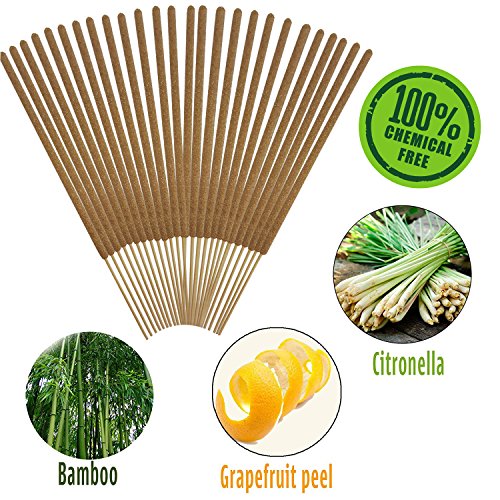 Mosquito Sticks - All Natural Insect Repellent Incense Sticks - Eco friendly - non toxic - Bamboo Infused with Lemongrass & grapefruit peel (Pack of 30) - Thumbnail 2