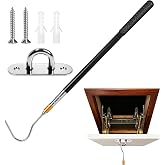 Attic Pull Down Hook, 63-in Telescopic Attic Pull Down Rod, Attic Door Pull | Stainless Steel Hook, Extendable Attic Ladder Pull Down Pole System Kit